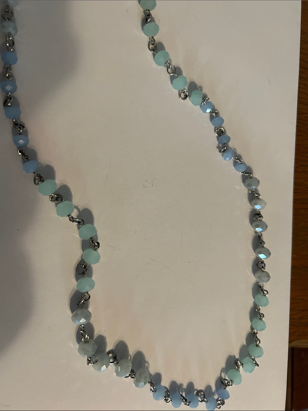 Premier Designs Pale Blue and Aqua Beaded Station Necklace - Picture 2 of 3